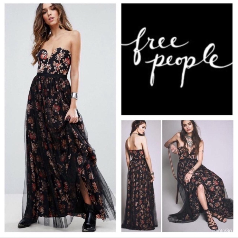 Free People Black Strapless Dress